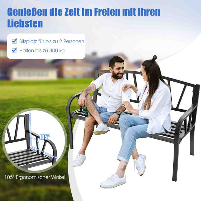 Gartenbank für draußen, rostfreies Metall, 300 kg, Schwarz
