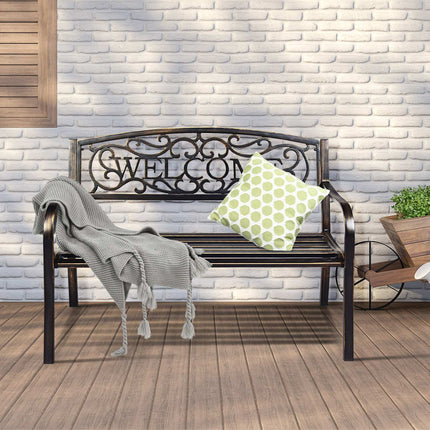 Banc de jardin extérieur, structure en acier, bronze, 127 cm (50 pouces)