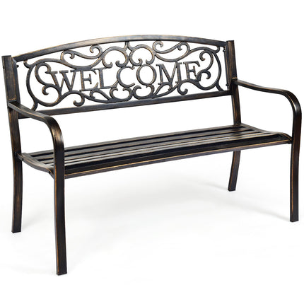 Banc de jardin extérieur, structure en acier, bronze, 127 cm (50 pouces)