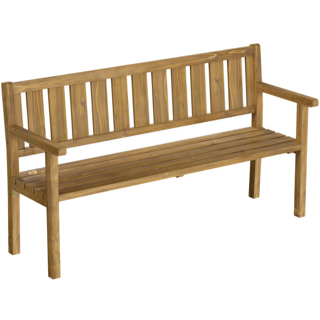Banc de jardin extérieur, finition teck, 3 places, capacité de charge 360 kg