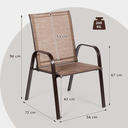 Ensemble de 2 chaises de jardin d'extérieur, structure en métal, marron