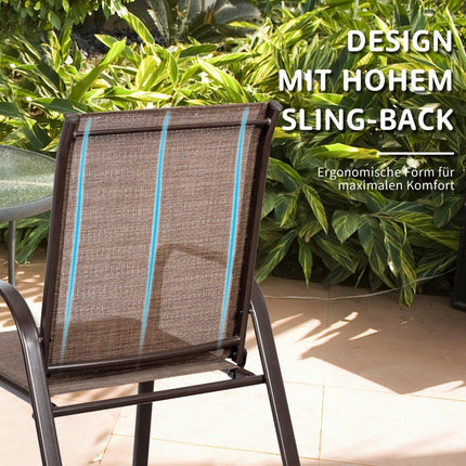 Ensemble de 2 chaises de jardin d'extérieur, structure en métal, marron