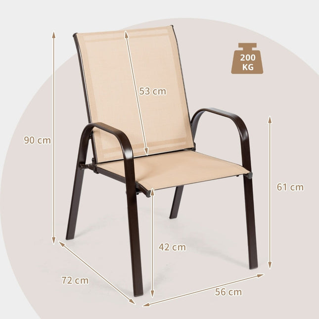 Gartenstühle für Außenbereich 2er Set, Beige, Metallrahmen