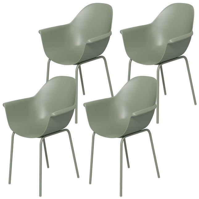 Gartenstühle Set, 4 Stück, Grün, Kunststoff/Metall, 120 kg Traglast