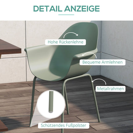 Gartenstühle Set, 4 Stück, Grün, Kunststoff/Metall, 120 kg Traglast