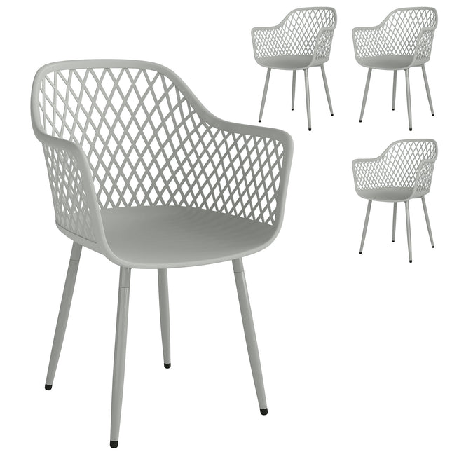 Gartenstühle 4er-Set, UV-beständiger Kunststoff, Grau
