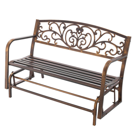 Outdoor Glider Bench, 50-Inch Metal Frame, Bronze