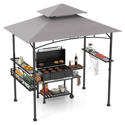 Gazebo d'extérieur avec double toit et étagères latérales