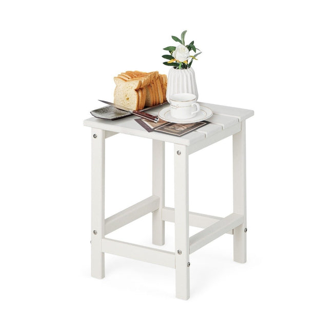 Table d'appoint d'extérieur en PEHD, résistante aux intempéries, 36 x 36 x 47 cm, blanche
