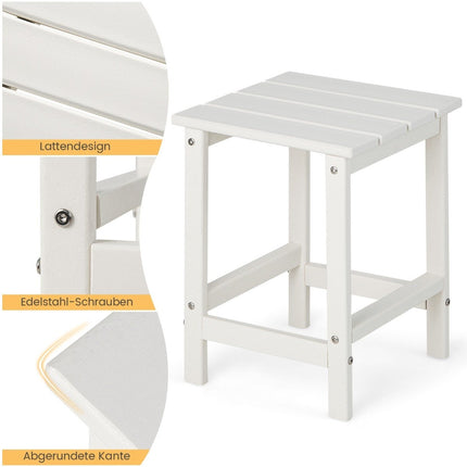 Table d'appoint d'extérieur en PEHD, résistante aux intempéries, 36 x 36 x 47 cm, blanche