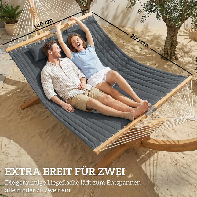 Hamac d'extérieur 200 x 140 cm, double couche avec oreiller et poche