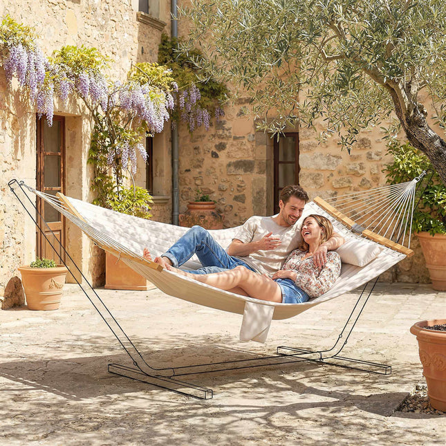 Hamac d'extérieur 200 x 140 cm, double couche avec oreiller et poche