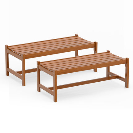 Ensemble de 2 bancs de salle à manger d'extérieur en bois dur, 112 cm (44 pouces), finition à l'huile de teck