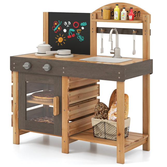 Cuisine extérieure pour enfants avec tableau noir et évier