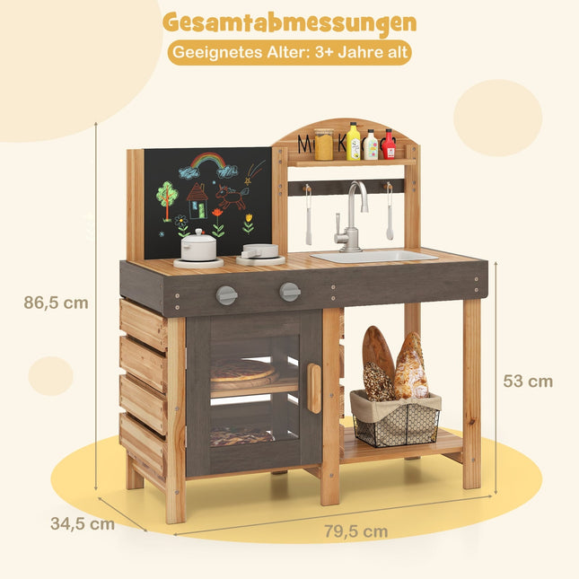Cuisine extérieure pour enfants avec tableau noir et évier