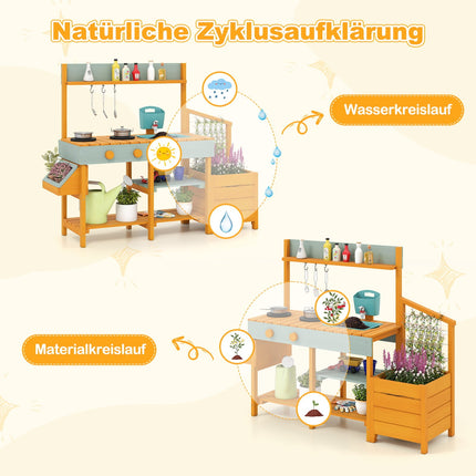 Outdoor-Matschtküche für Kinder mit Spüle & Blumenkasten