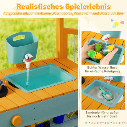 Outdoor-Matschtküche für Kinder mit Spüle & Blumenkasten