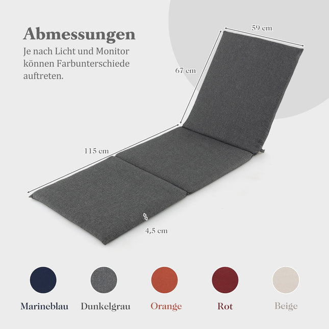Outdoor Loungeliege Kissen-Set, Dunkelgrau, 182 x 59 cm