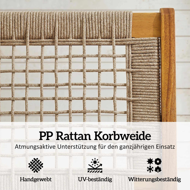 Lounge-Set für draußen, Akazienholz & Rattan, 2-teilig