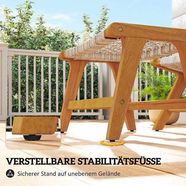 Lounge-Set für draußen, Akazienholz & Rattan, 2-teilig