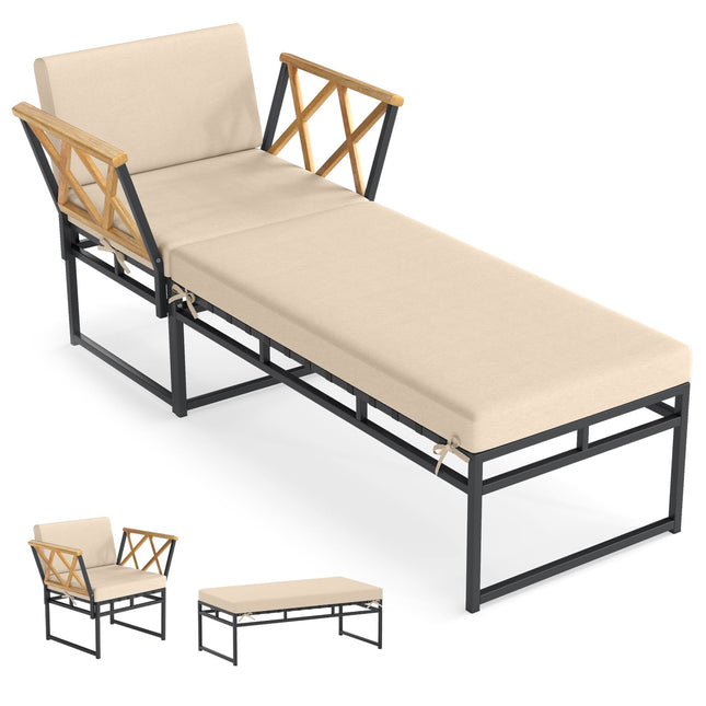 Outdoor Lounge-Sessel-Set mit Metallrahmen & Akazienholz