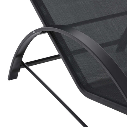 Outdoor-Lounge-Set, 2 Liegesessel & Beistelltisch, schwarzer Stoff