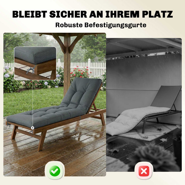 Outdoor Liegenauflage, Dunkelgrau, 198x65x13 cm, UV50+