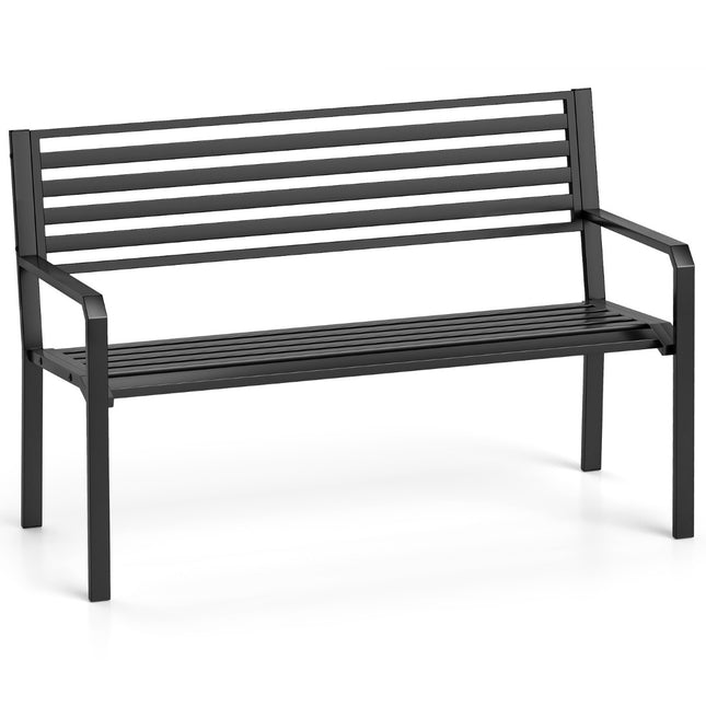 Banc d'extérieur en métal pour 2 personnes, noir, 127 x 56 x 82 cm