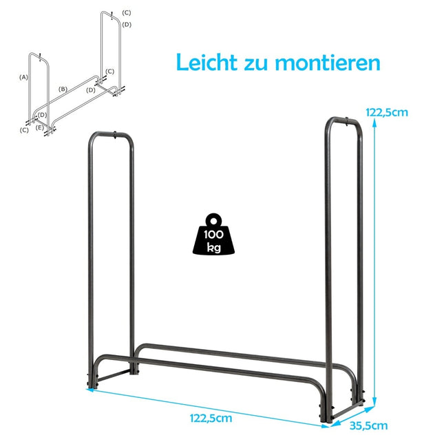 Outdoor-Metall-Kaminholzregal mit wasserdichter Abdeckung