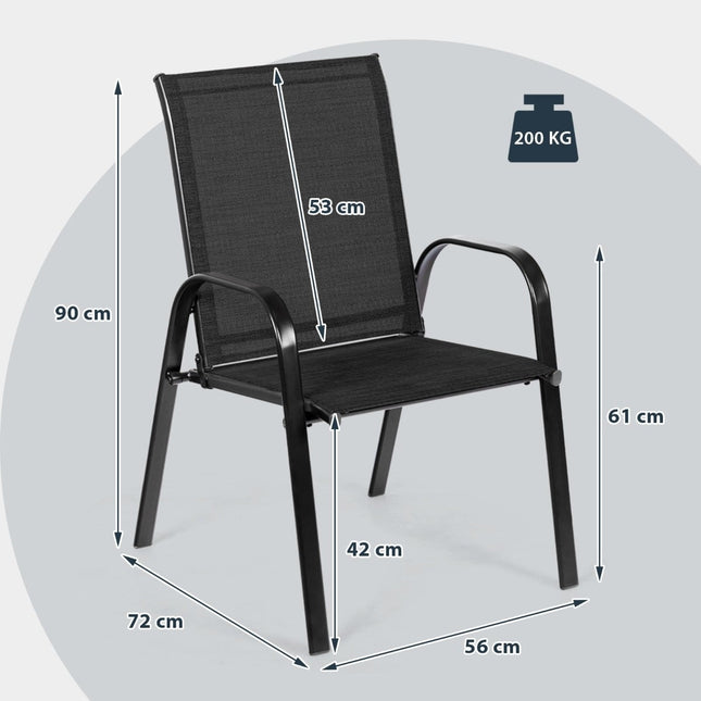 Gartenstühle aus Metall für den Außenbereich, 2er-Set, schwarz