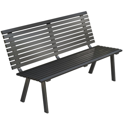 Banc de jardin extérieur en métal noir, 154 cm, 3 places