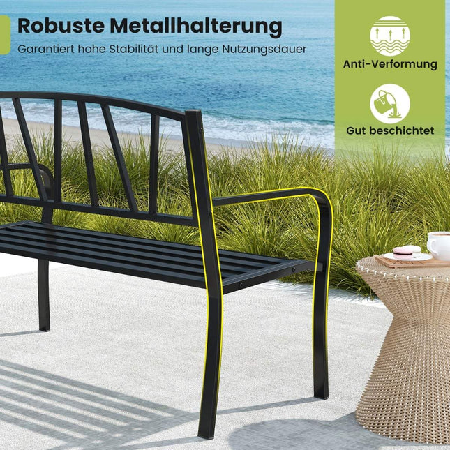 Gartenbank aus Metall, schwarz, 2-3 Sitzer, wetterfest