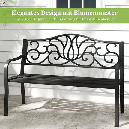 Banc de jardin en métal, résistant aux intempéries, 2 à 3 places, capacité de charge : 300 kg