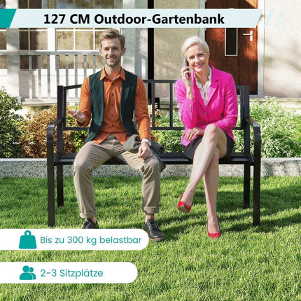 Banc de jardin extérieur en métal résistant aux intempéries, 2-3 places, noir