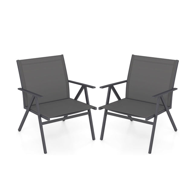 Outdoor-Gartenstühle aus Metall, atmungsaktiver Stoff, 2er-Set