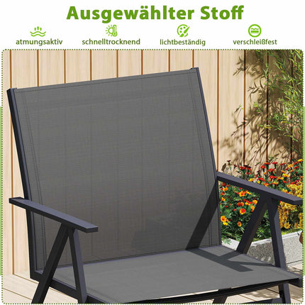 Outdoor-Gartenstühle aus Metall, atmungsaktiver Stoff, 2er-Set