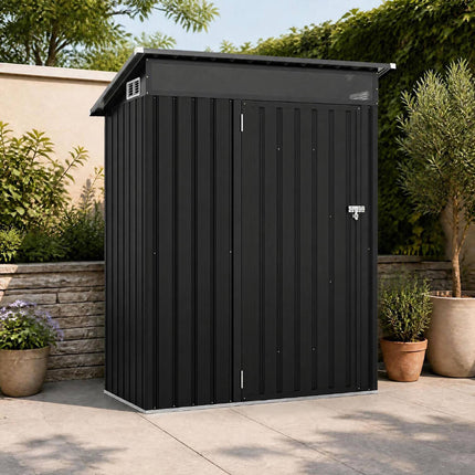 Abri de jardin en métal, porte verrouillable, 150 x 89 x 185 cm