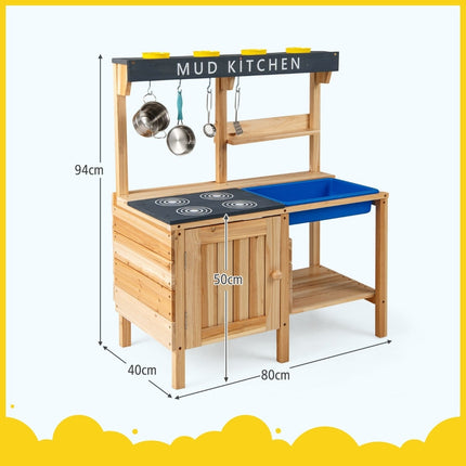 Outdoor Mud Kitchen for Kids with Removable Sink & Accessories