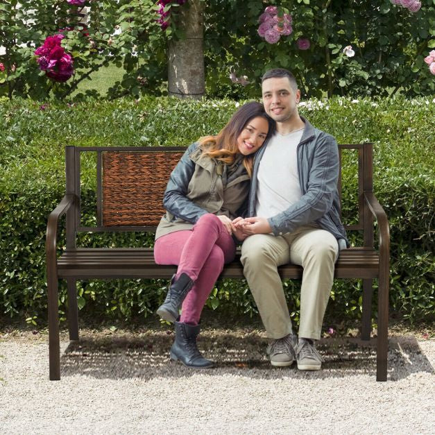 Gartenbank – Polyrattan, Stahlrahmen, 227 kg Tragkraft