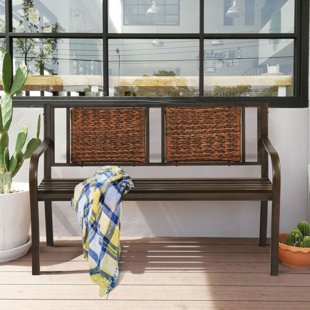 Gartenbank – Polyrattan, Stahlrahmen, 227 kg Tragkraft