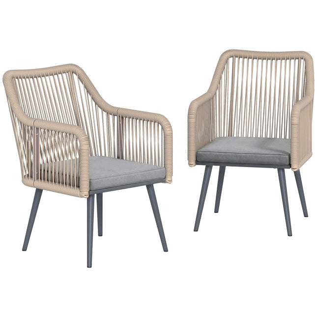 Gartensessel-Set, Stahlrahmen, PE-Rattan, 2-teilig