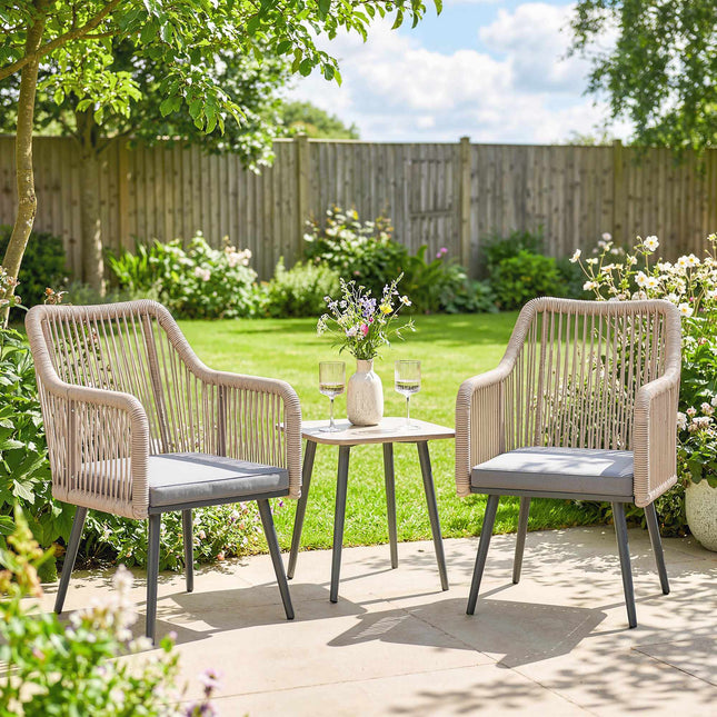 Gartensessel-Set, Stahlrahmen, PE-Rattan, 2-teilig