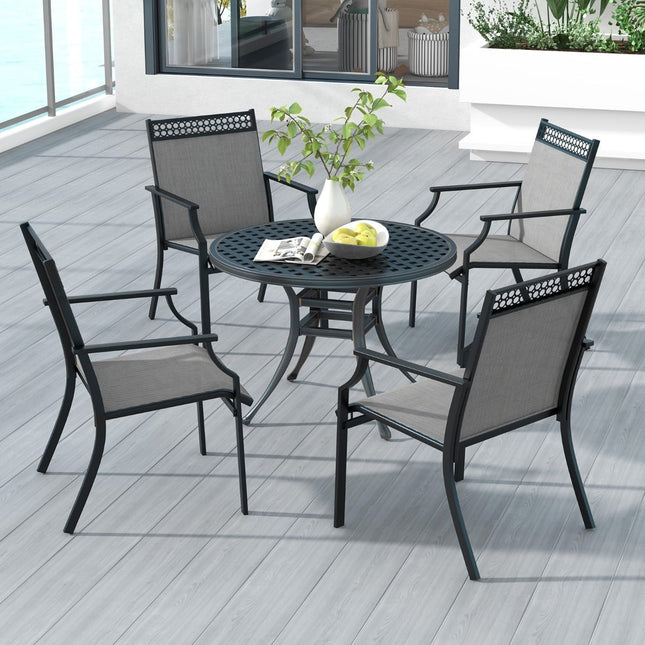 Set aus Terrassenstühlen für den Außenbereich, schnell trocknender Stoff & Metallrahmen