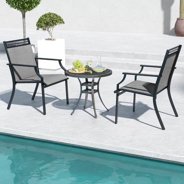 Set aus Terrassenstühlen für den Außenbereich, schnell trocknender Stoff & Metallrahmen