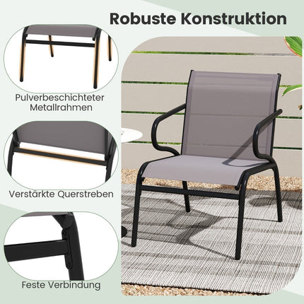 Ensemble de 2 chaises de patio extérieures, tissu respirant, capacité de 150 kg