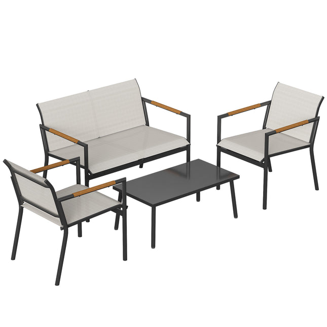 Ensemble de mobilier de jardin pour 4 personnes avec canapé, chaises et table