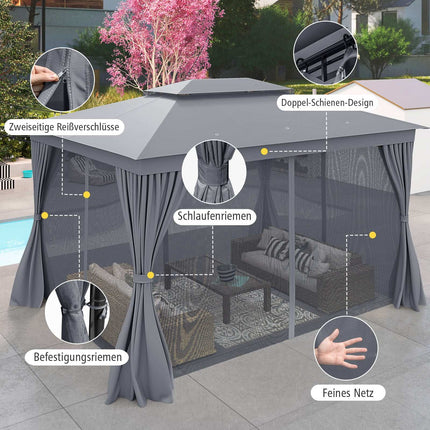 Pavillon extérieur avec moustiquaire et rideaux - Imperméable, 4 x 3 m