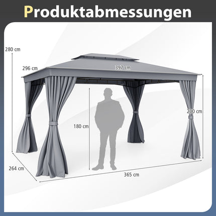 Pavillon extérieur avec moustiquaire et rideaux - Imperméable, 4 x 3 m