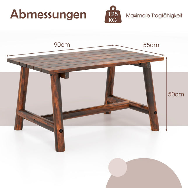 Couchtisch aus Kiefernholz für den Außenbereich – rechteckiges Lamellendesign