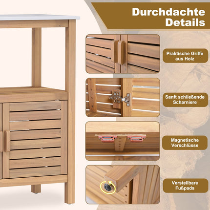 Outdoor-Pflanztisch mit Harzplatte und Ablageflächen